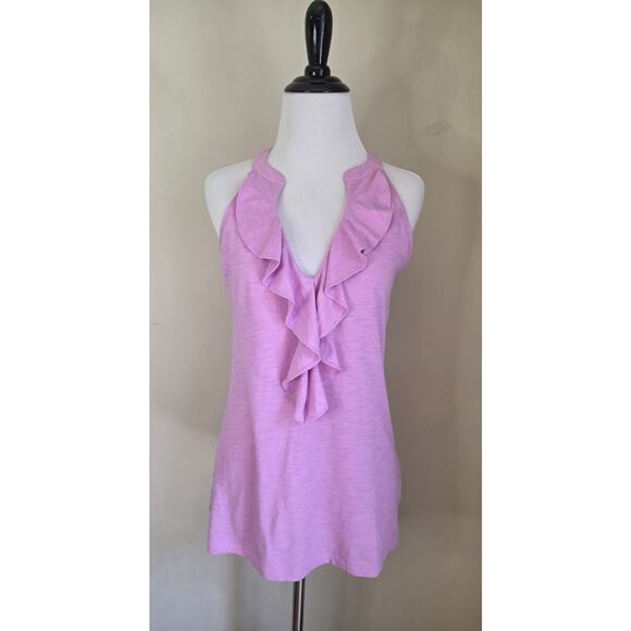 Lily Pulitzer Aura Lilac Shay Sleeveless Ruffled Pima Cotton Top Sz. Small - Picture 1 of 8